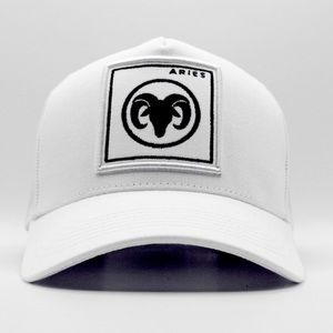 ARIES Zodiac White Trucker Hat Mesh Snapback Cap